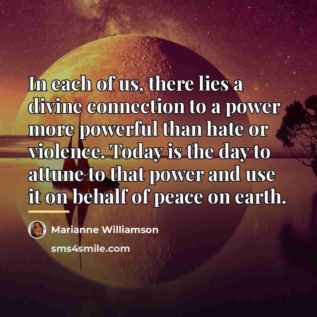 “In each of us, there lies a divine connection to…” quote by Marianne Williamson