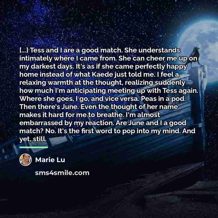 “[...] Tess and I are a good match. She understands…” quote by Marie Lu