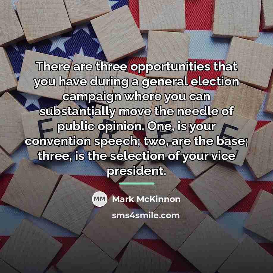 “There are three opportunities that you have during a general…” quote by Mark McKinnon