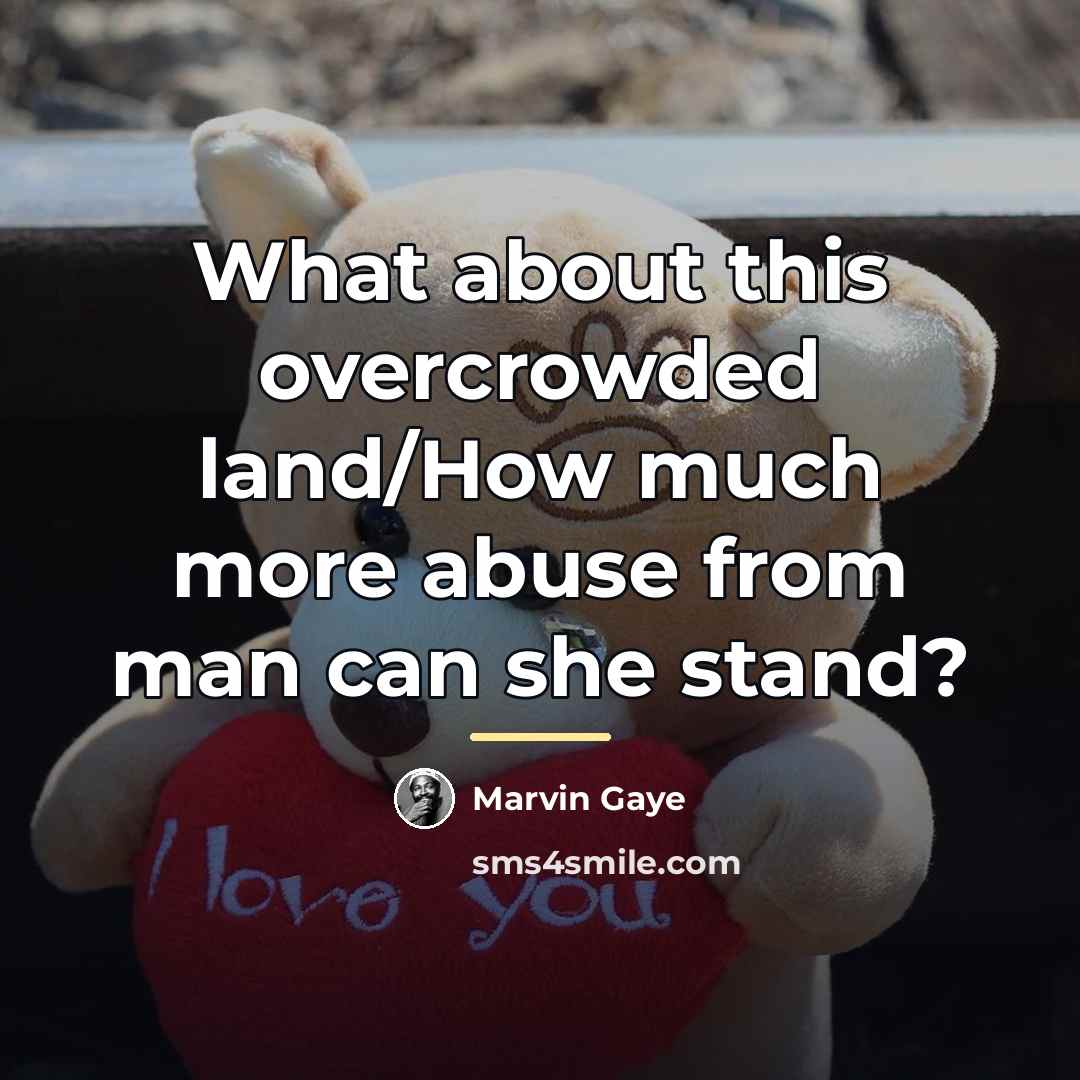 “What about this overcrowded land/How much more abuse from man…” quote by Marvin Gaye