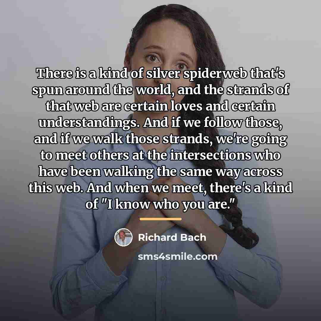 “There is a kind of silver spiderweb that's spun around…” quote by Richard Bach