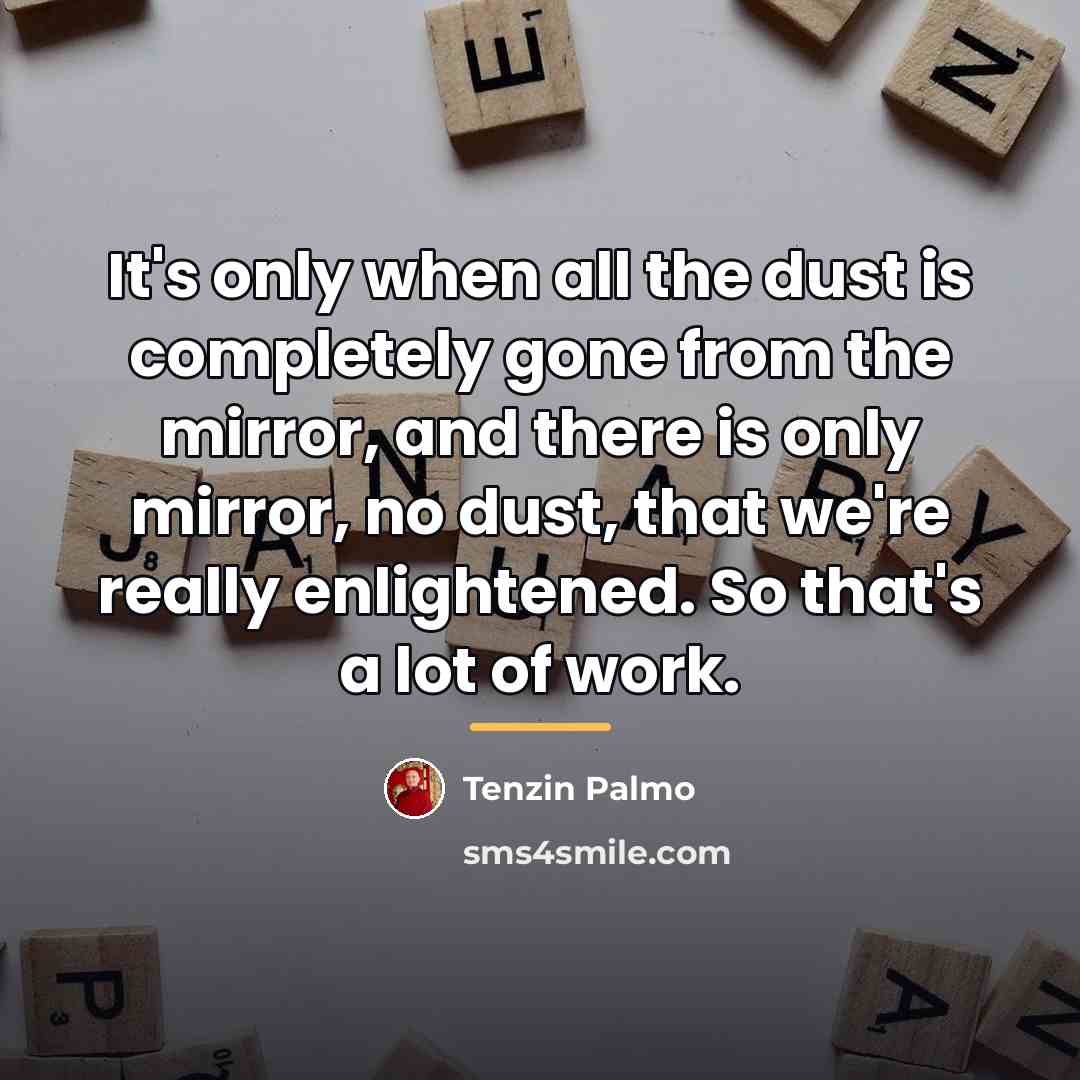 “It's only when all the dust is completely gone from…” quote by Tenzin Palmo