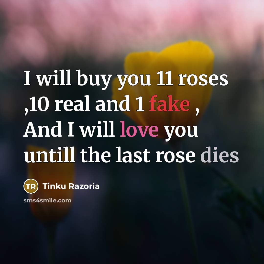 “I will buy you 11 roses ,10 real and 1…” quote by Tinku Razoria