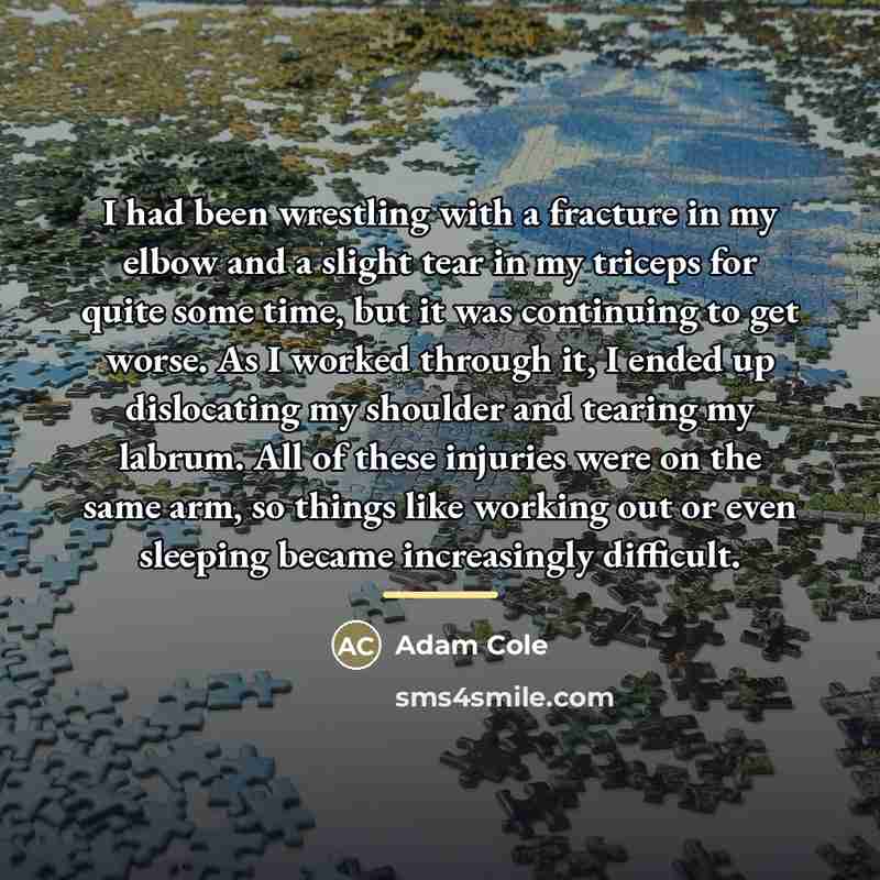 “I had been wrestling with a fracture in my elbow…” quote by Adam Cole