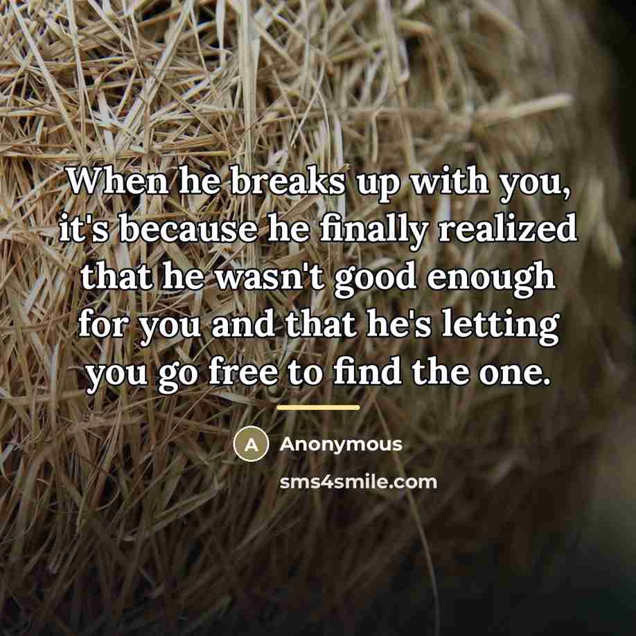 “When he breaks up with you, it's because he finally…” quote by Anonymous