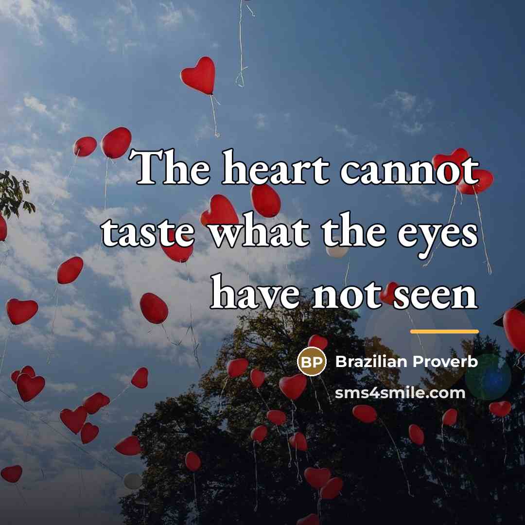 “The heart cannot taste what the eyes have not seen…” quote by Brazilian Proverb