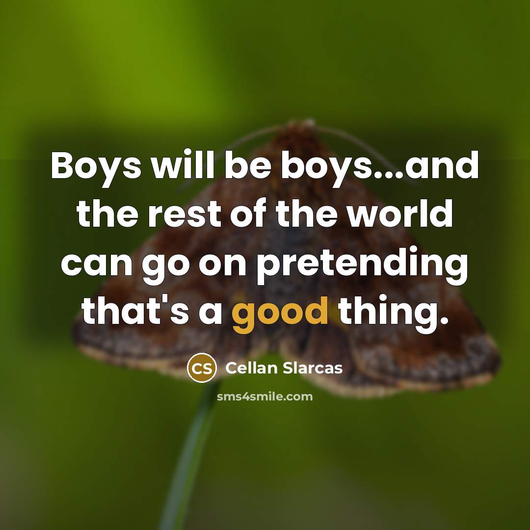 “Boys will be boys...and the rest of the world can…” quote by Cellan Slarcas