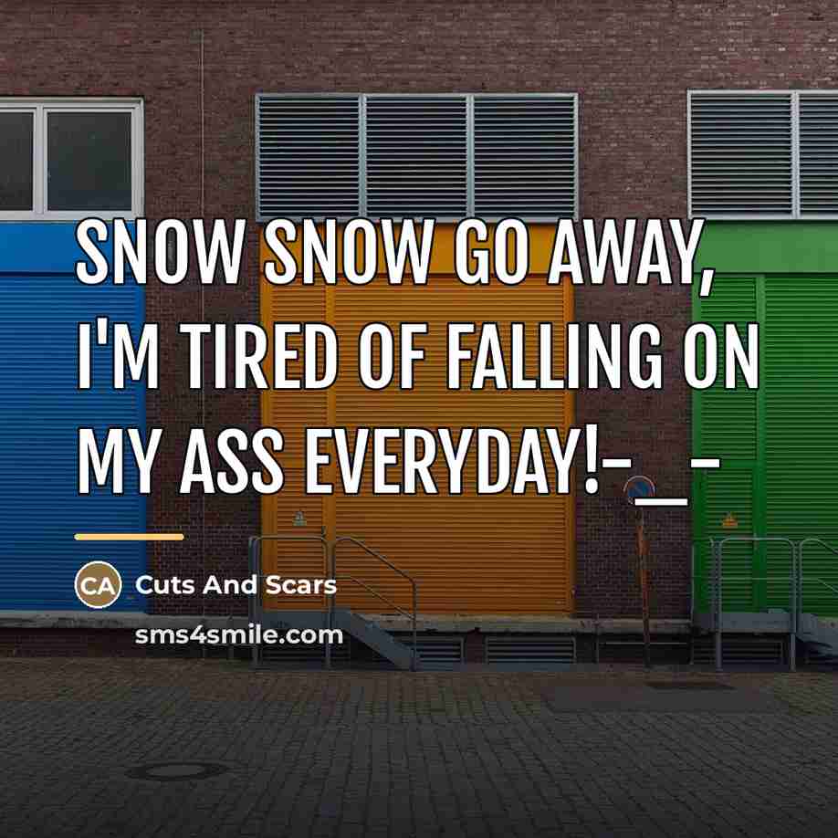 “Snow snow go away, I'm tired of falling on my…” quote by Cuts And Scars