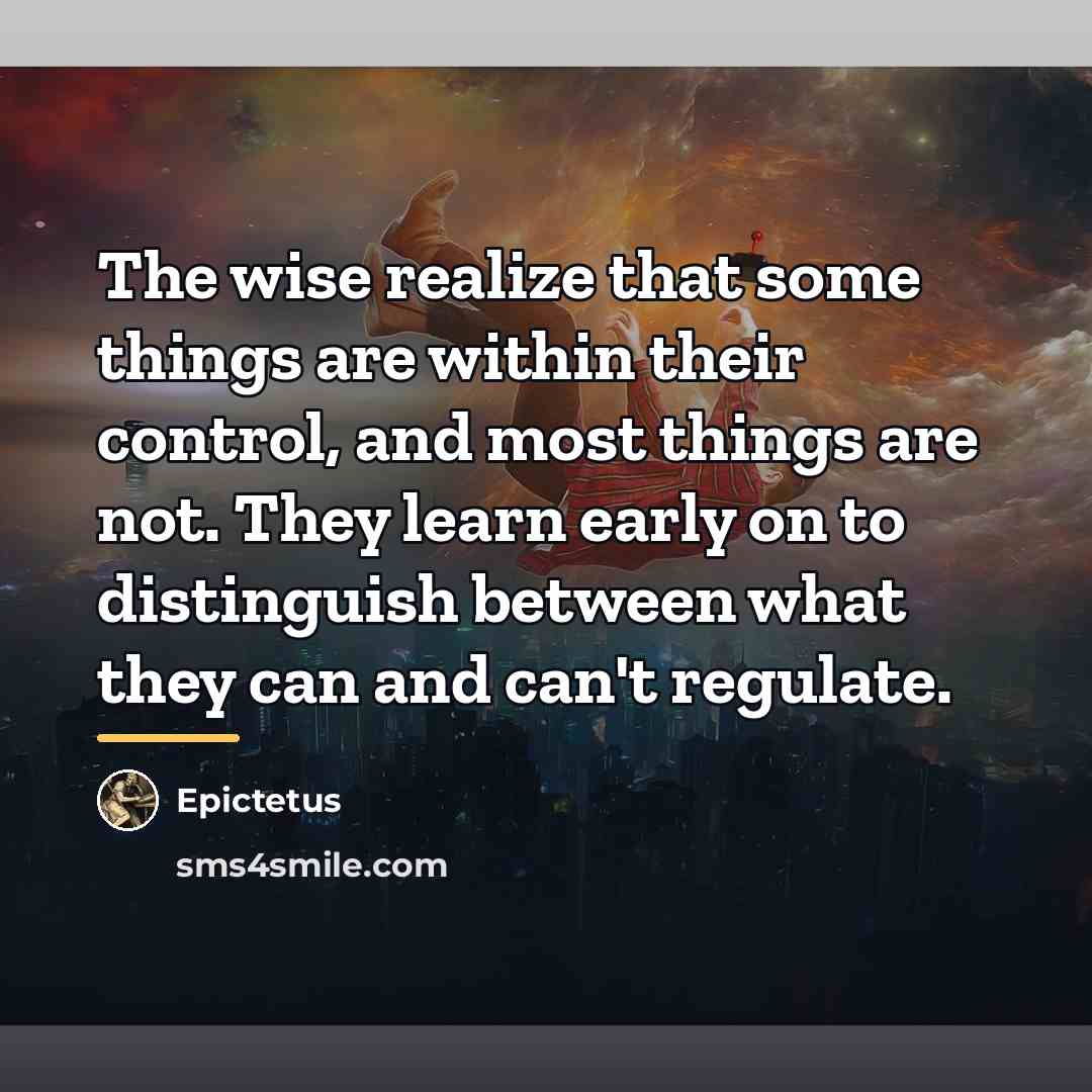 “The wise realize that some things are within their control,…” quote by Epictetus