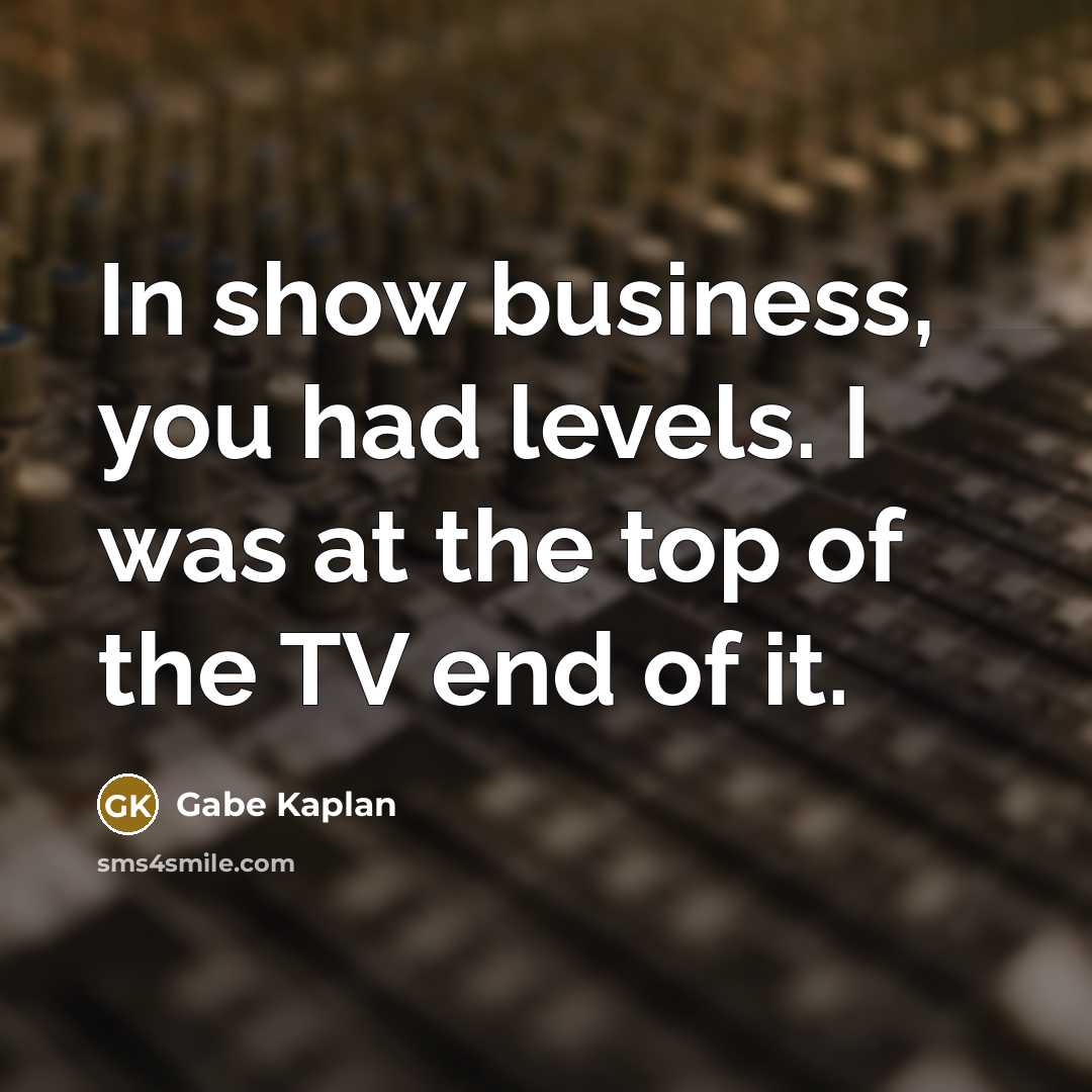 “In show business, you had levels. I was at the…” quote by Gabe Kaplan