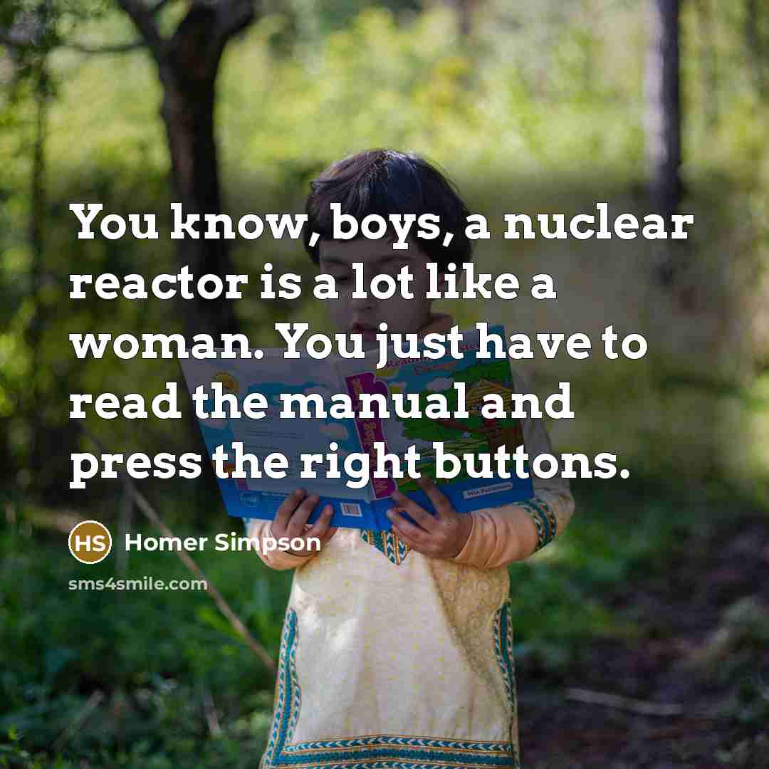 “You know, boys, a nuclear reactor is a lot like…” quote by Homer Simpson