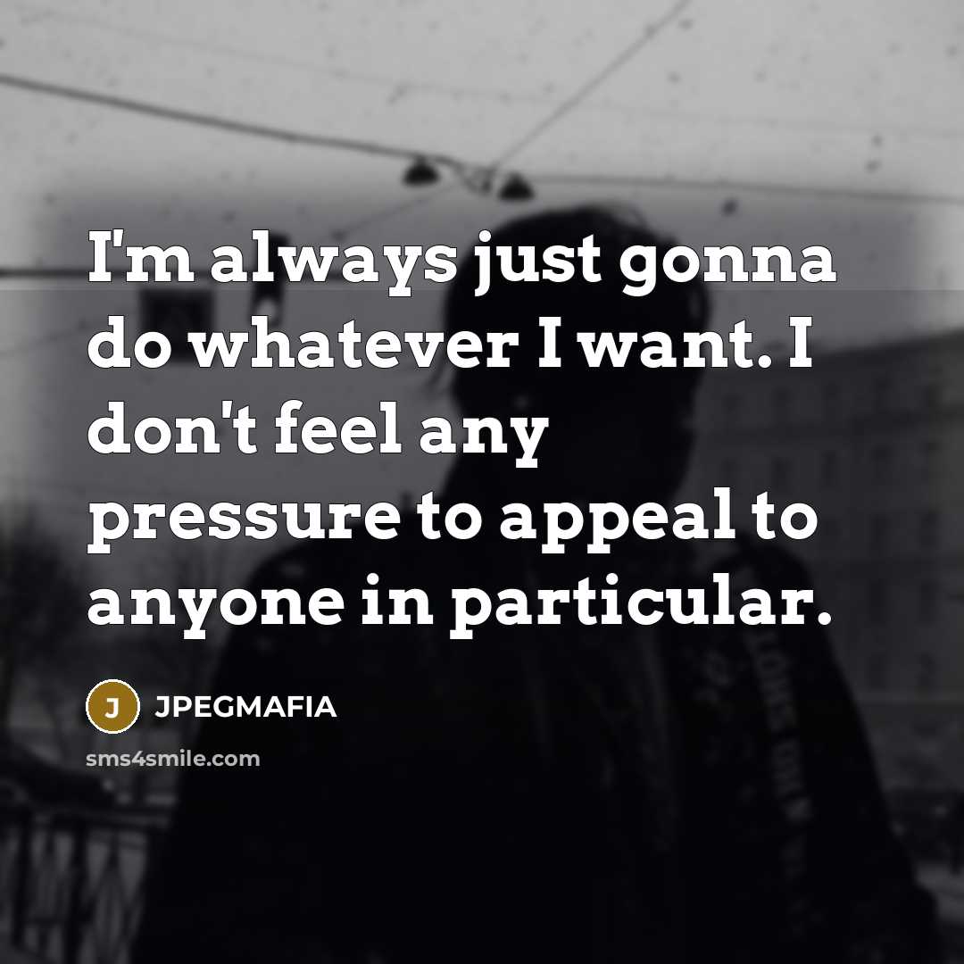 “I'm always just gonna do whatever I want. I don't…” quote by JPEGMAFIA