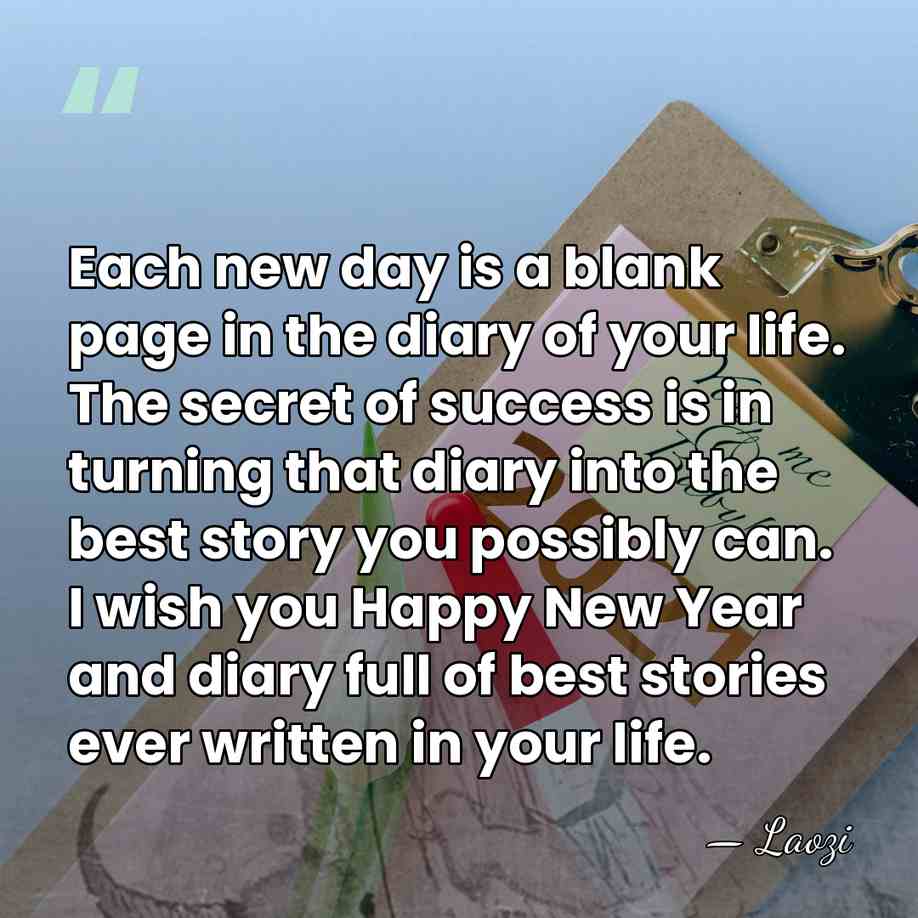 Each new day is a blank page in the diary of your&hellip; - Laozi