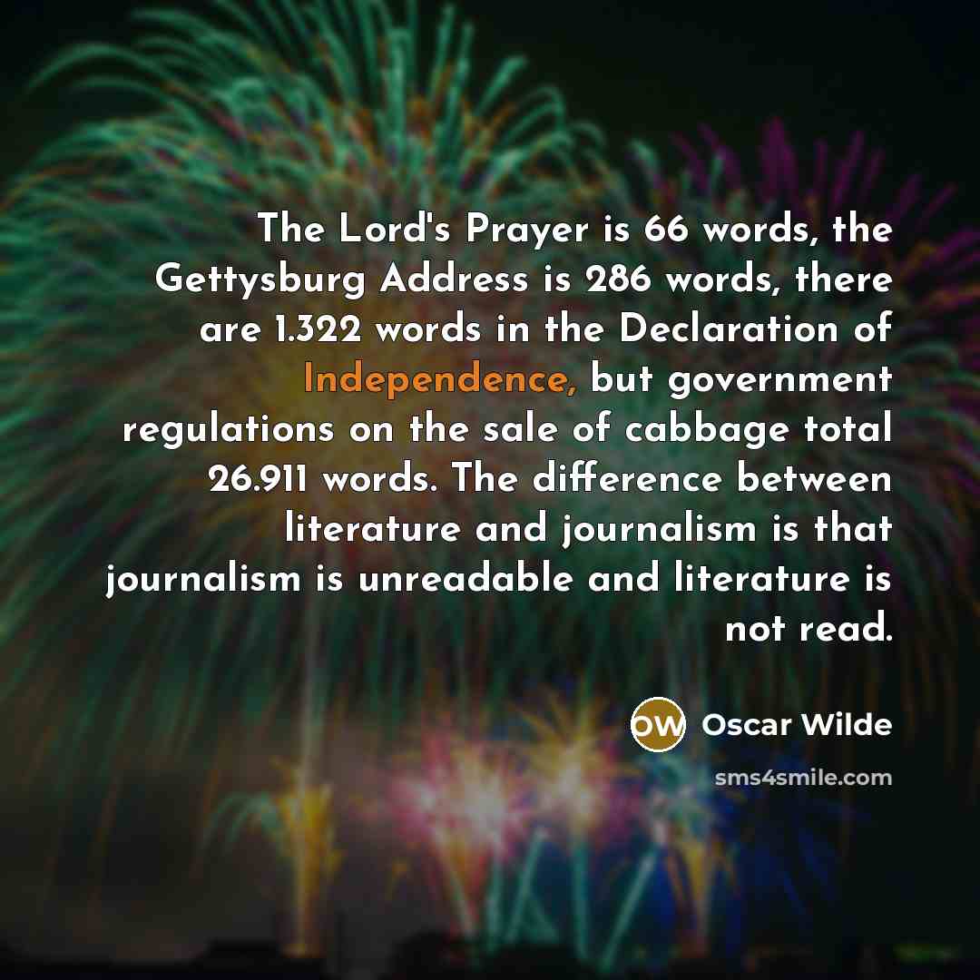 “The Lord's Prayer is 66 words, the Gettysburg Address is…” quote by Oscar Wilde