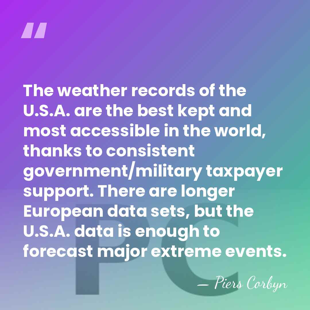 The weather records of the U.S.A. are the best kept and most&hellip; - Piers Corbyn