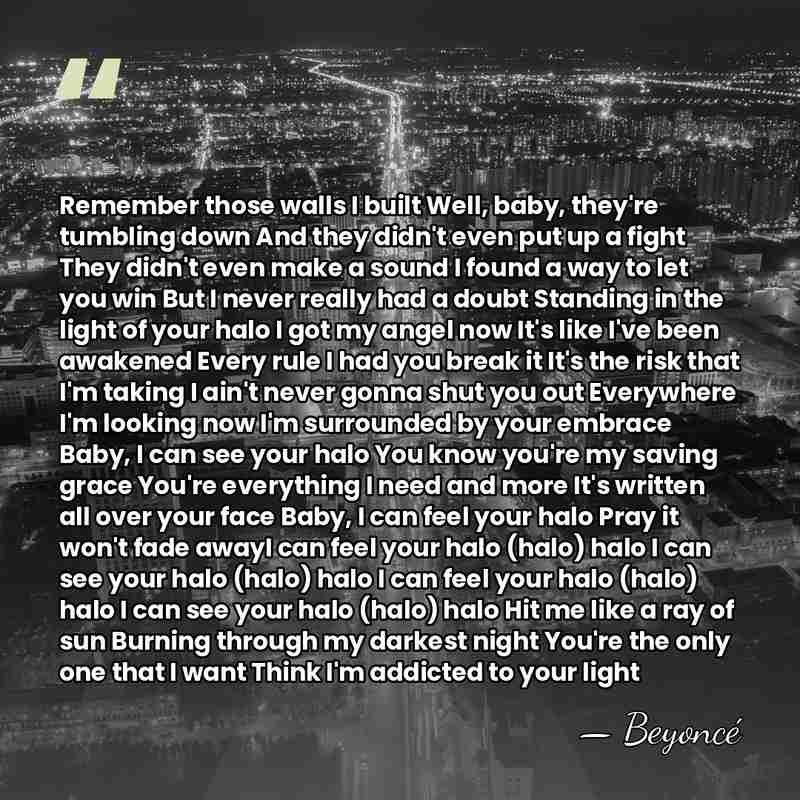 Remember those walls I built Well, baby, they're tumbling down And they&hellip; - Beyonce