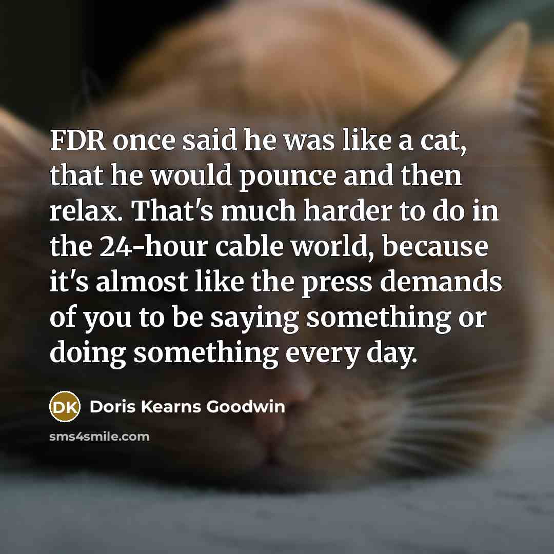 “FDR once said he was like a cat, that he…” quote by Doris Kearns Goodwin
