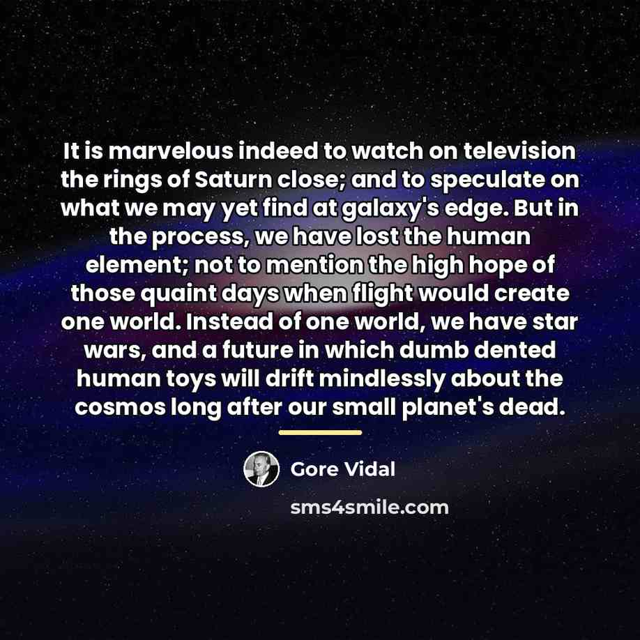“It is marvelous indeed to watch on television the rings…” quote by Gore Vidal