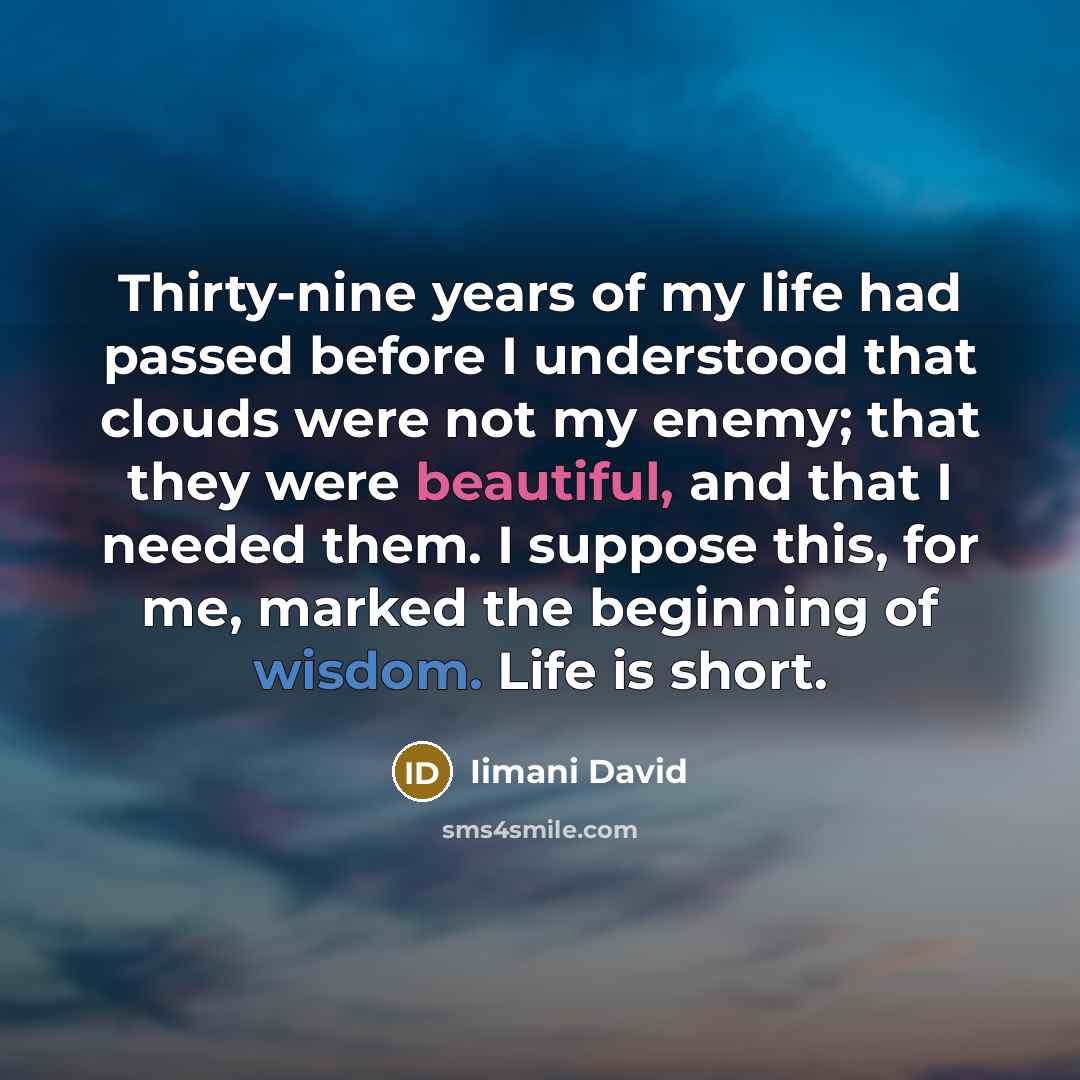 “Thirty-nine years of my life had passed before I understood…” quote by Iimani David
