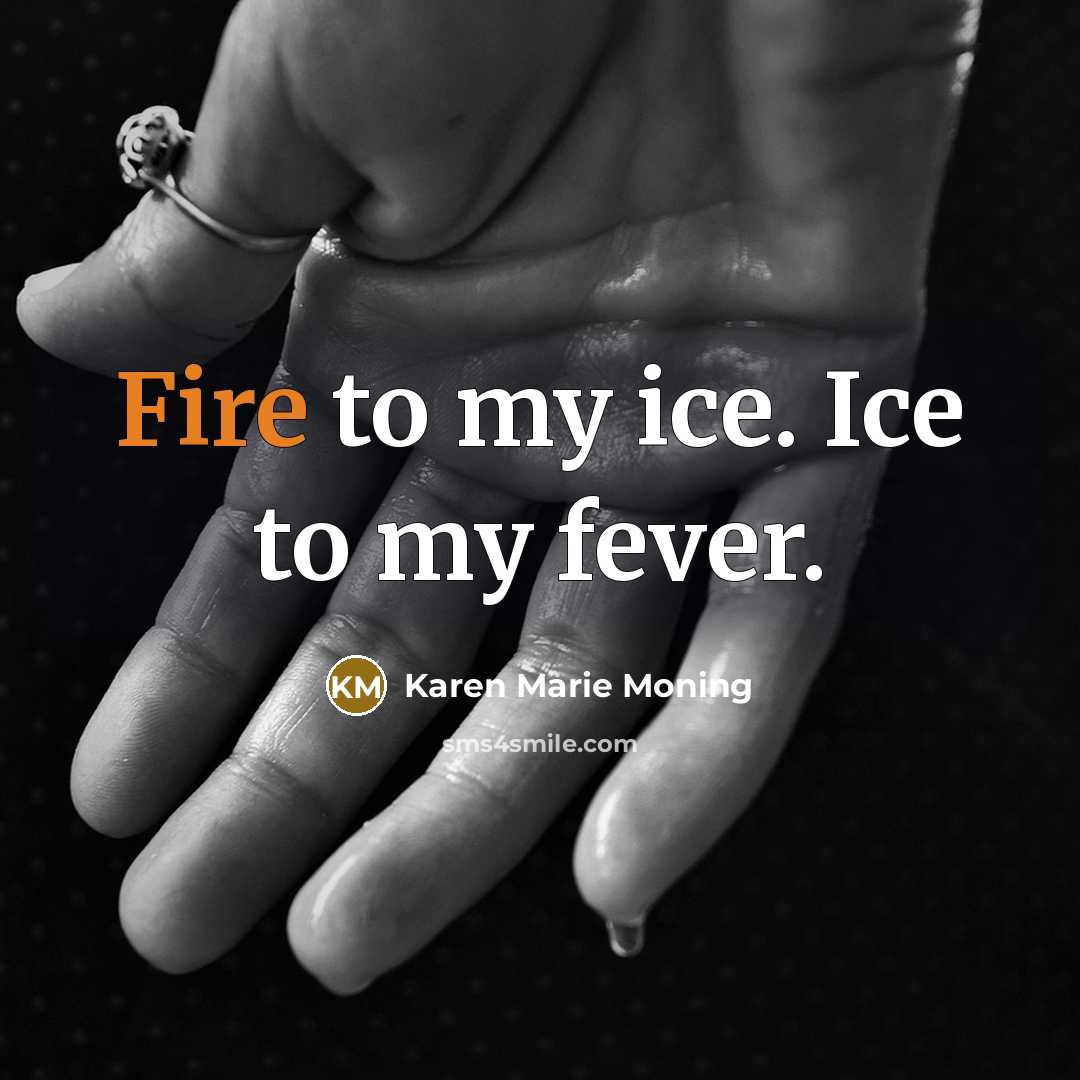 “Fire to my ice. Ice to my fever.…” quote by Karen Marie Moning