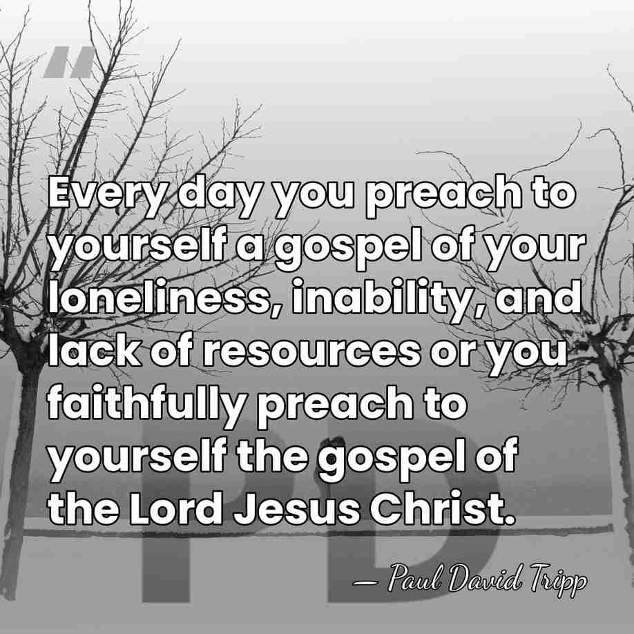 Every day you preach to yourself a gospel of your loneliness, inability,&hellip; - Paul David Tripp