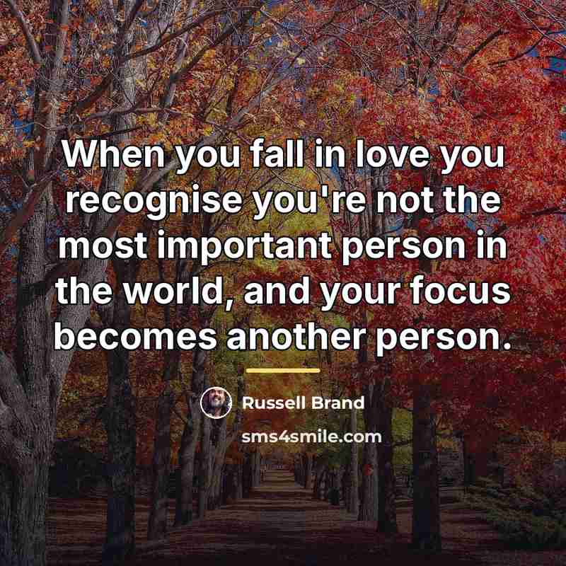 “When you fall in love you recognise you're not the…” quote by Russell Brand