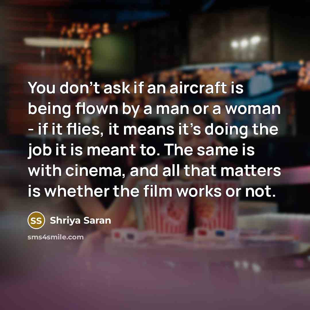“You don't ask if an aircraft is being flown by…” quote by Shriya Saran