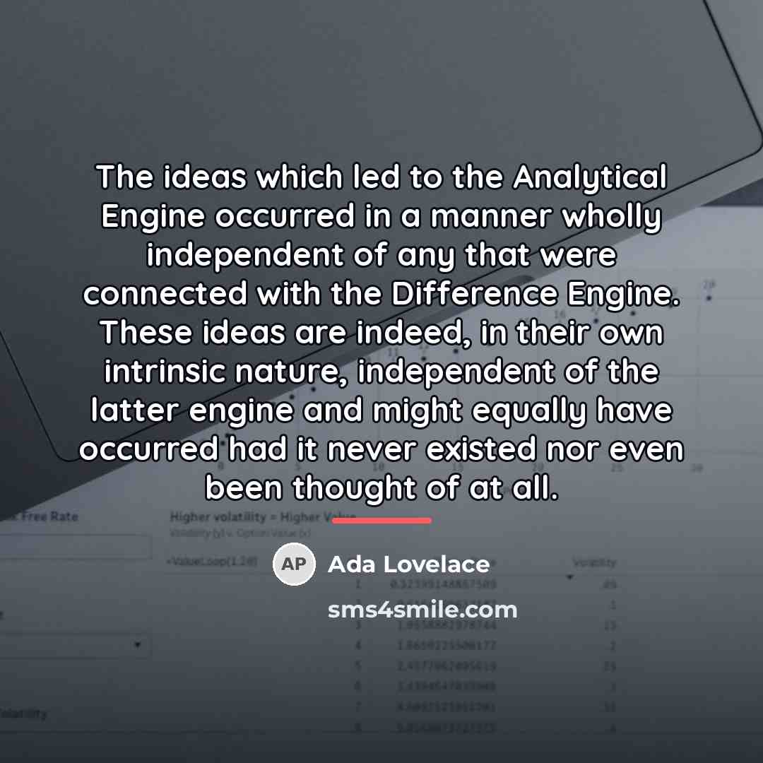 “The ideas which led to the Analytical Engine occurred in…” quote by Ada Lovelace