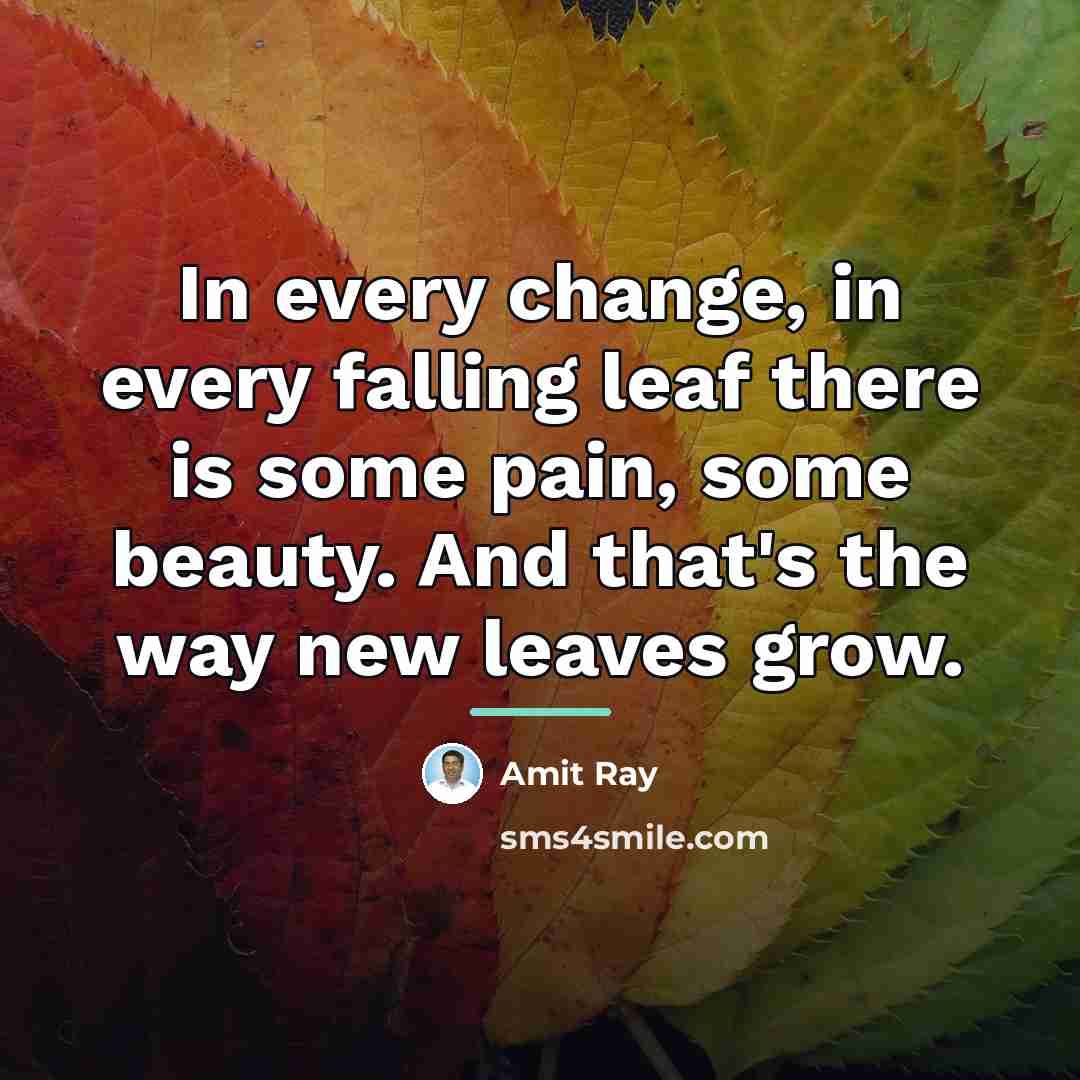 “In every change, in every falling leaf there is some…” quote by Amit Ray
