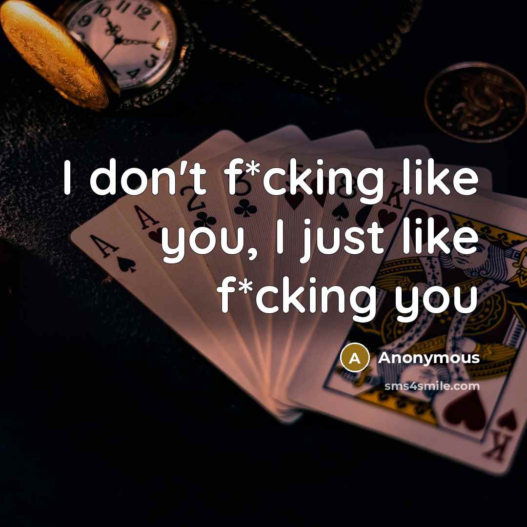 “I don't f*cking like you, I just like f*cking you…” quote by Anonymous