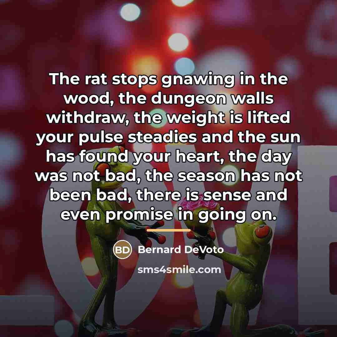 “The rat stops gnawing in the wood, the dungeon walls…” quote by Bernard DeVoto