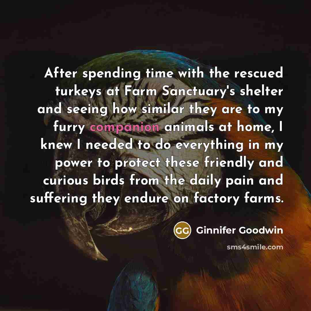 “After spending time with the rescued turkeys at Farm Sanctuary's…” quote by Ginnifer Goodwin
