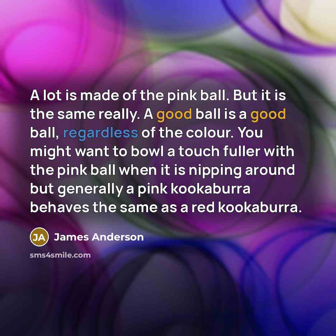 “A lot is made of the pink ball. But it…” quote by James Anderson