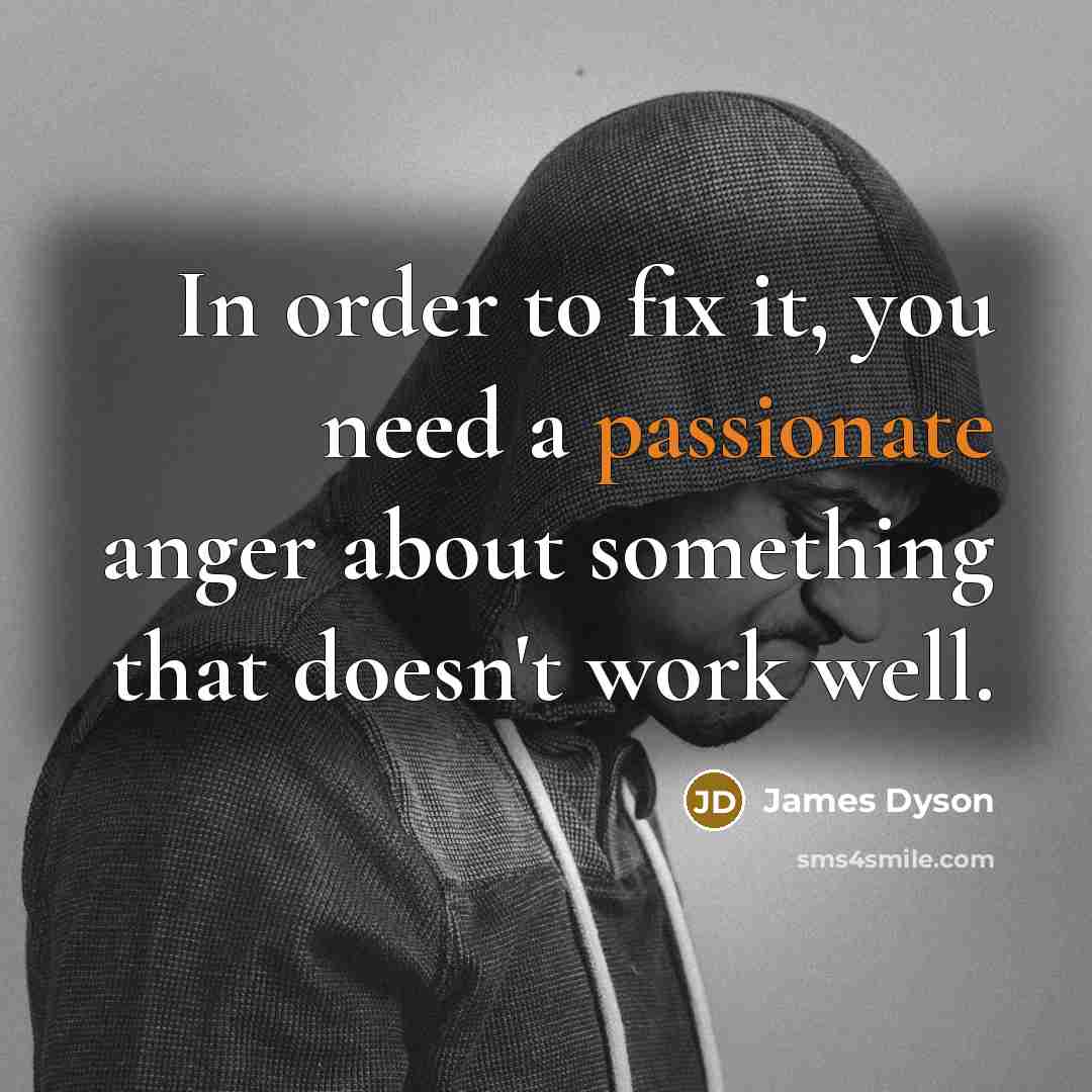 “In order to fix it, you need a passionate anger…” quote by James Dyson