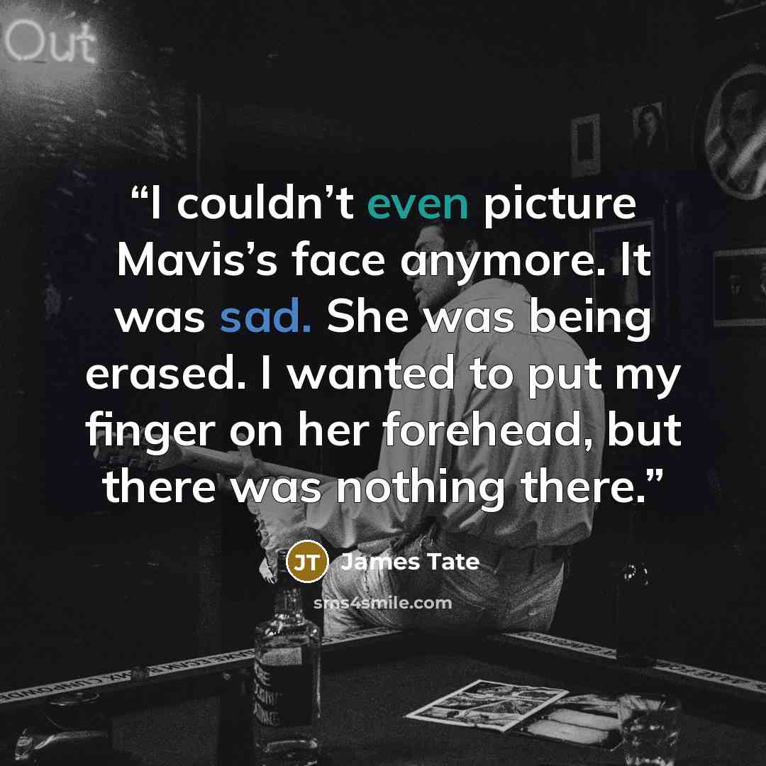 “I couldn’t even picture Mavis’s face anymore. It was sad. She was being erased. I wanted to put my finger on her forehead, but there was nothing there.” quote by James Tate