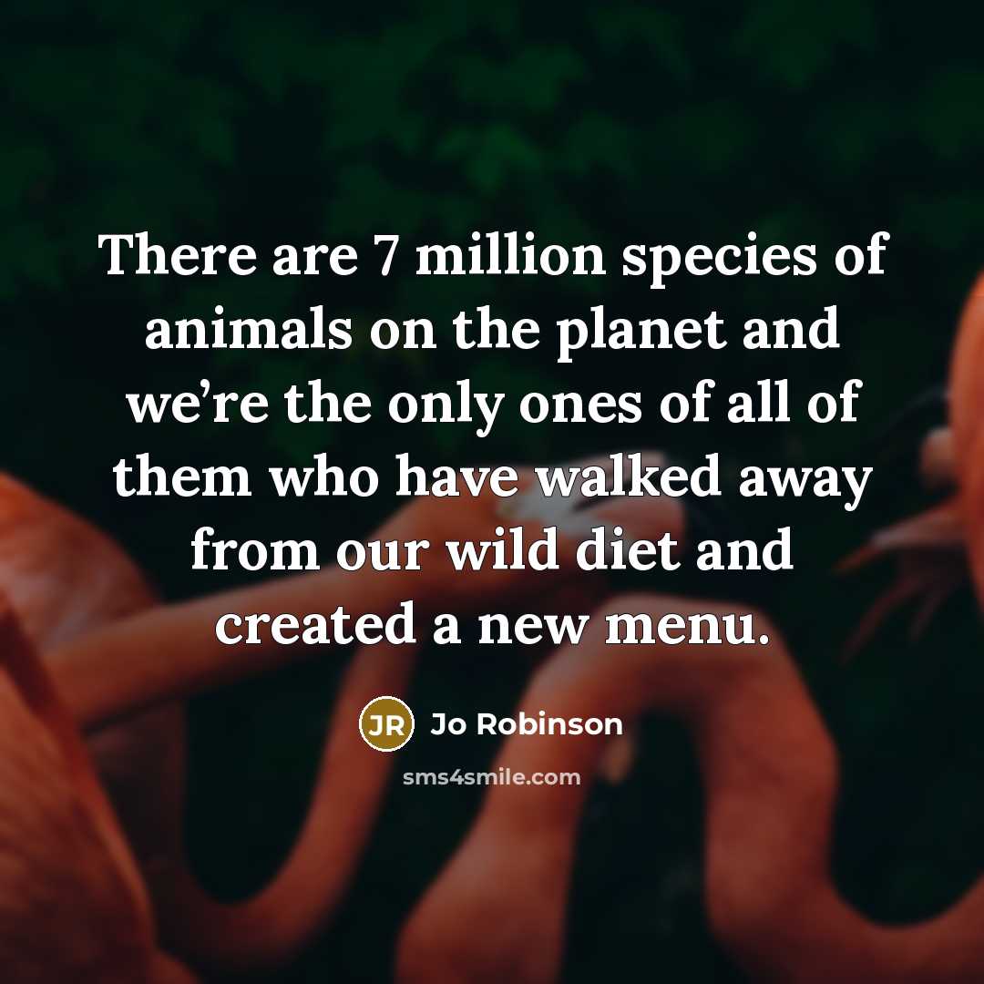 “There are 7 million species of animals on the planet…” quote by Jo Robinson