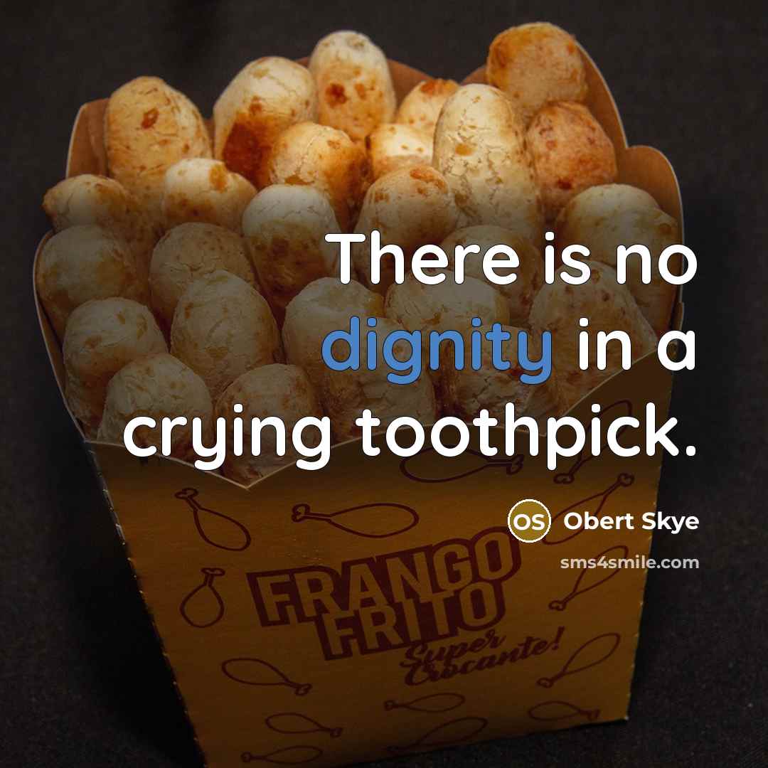 “There is no dignity in a crying toothpick.…” quote by Obert Skye