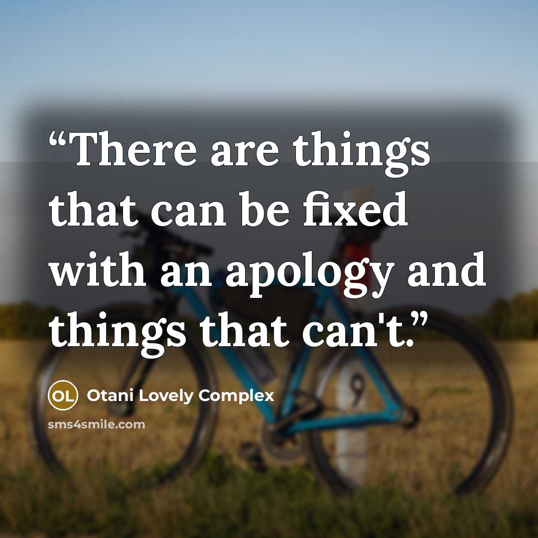“There are things that can be fixed with an apology and things that can't.” quote by Otani Lovely Complex