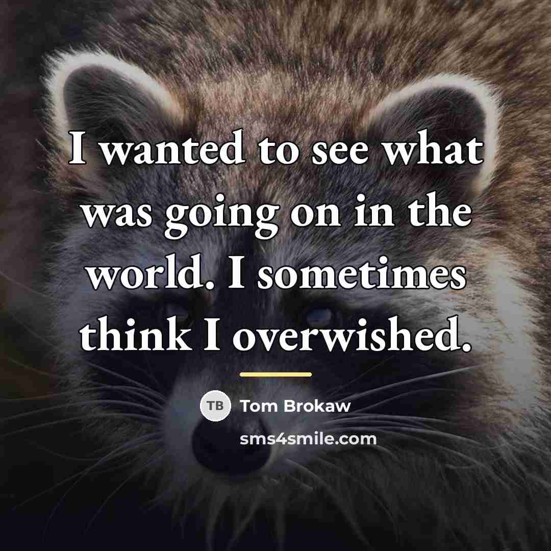 “I wanted to see what was going on in the…” quote by Tom Brokaw