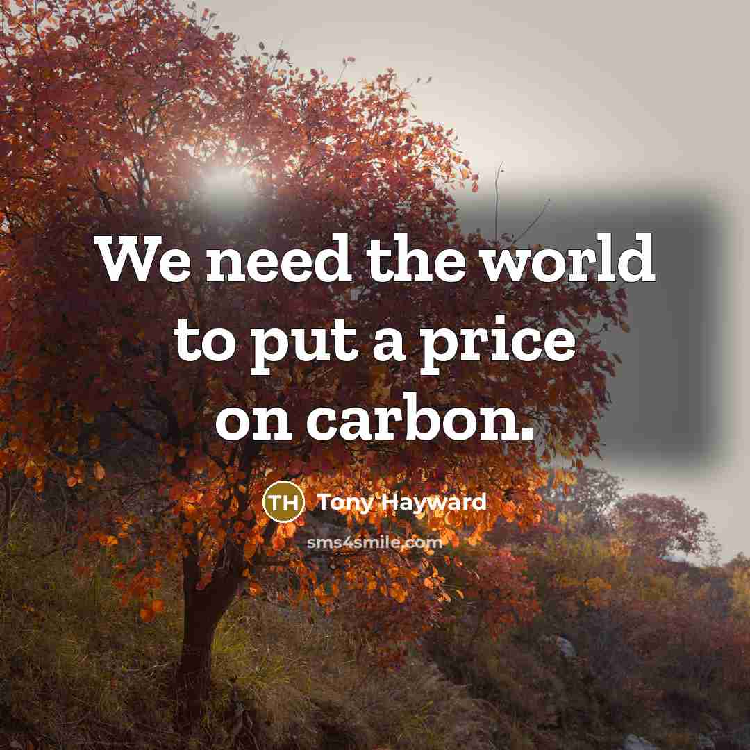“We need the world to put a price on carbon.…” quote by Tony Hayward