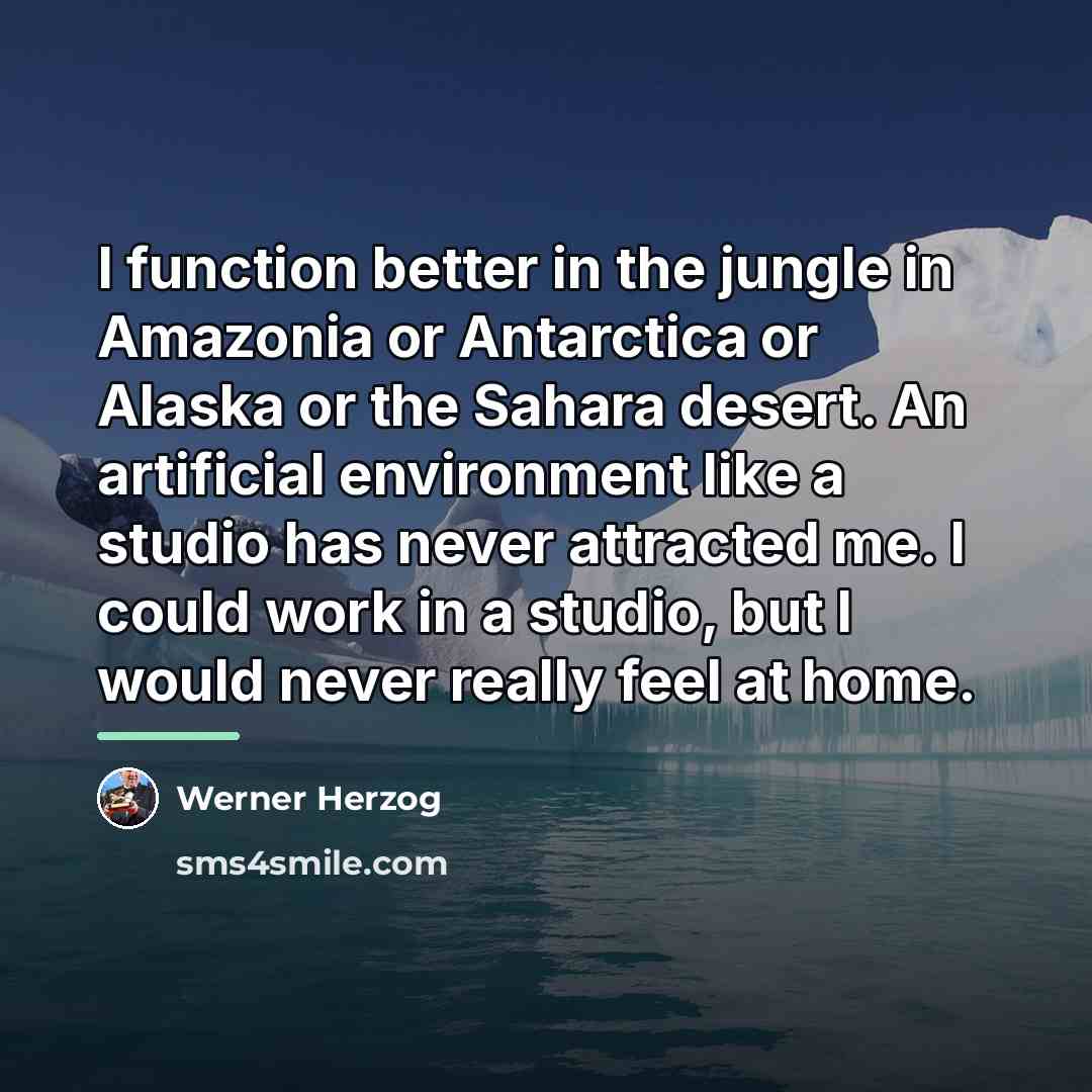 “I function better in the jungle in Amazonia or Antarctica…” quote by Werner Herzog