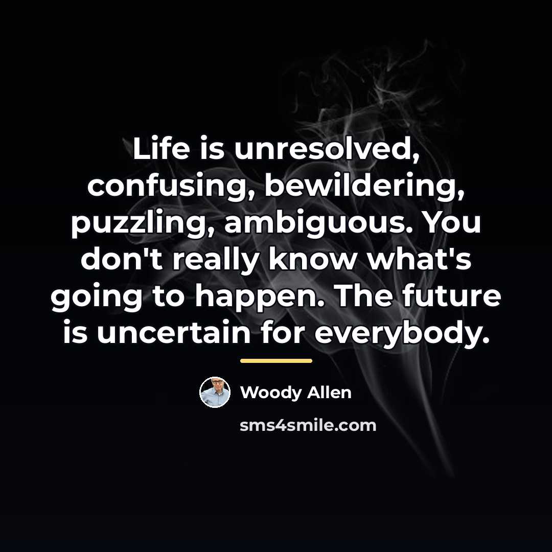 “Life is unresolved, confusing, bewildering, puzzling, ambiguous. You don't really…” quote by Woody Allen