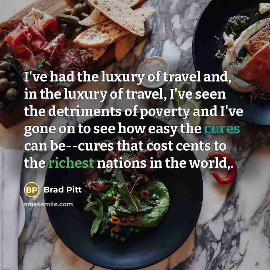 “I've had the luxury of travel and, in the luxury…” quote by Brad Pitt