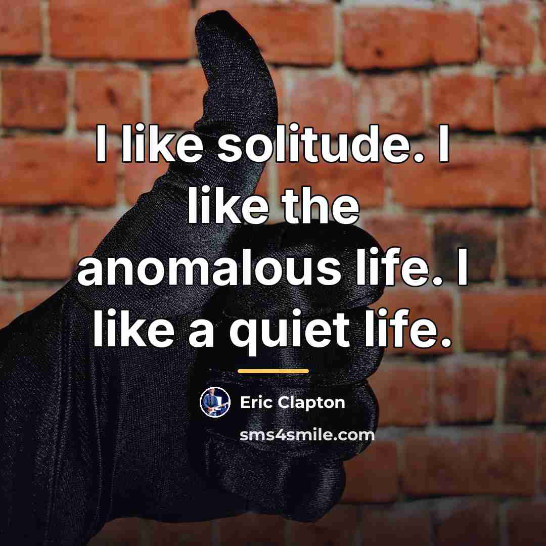 “I like solitude. I like the anomalous life. I like…” quote by Eric Clapton