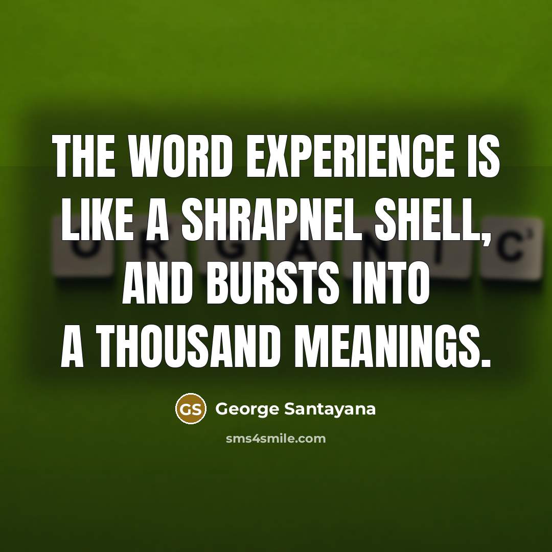 “The word experience is like a shrapnel shell, and bursts…” quote by George Santayana