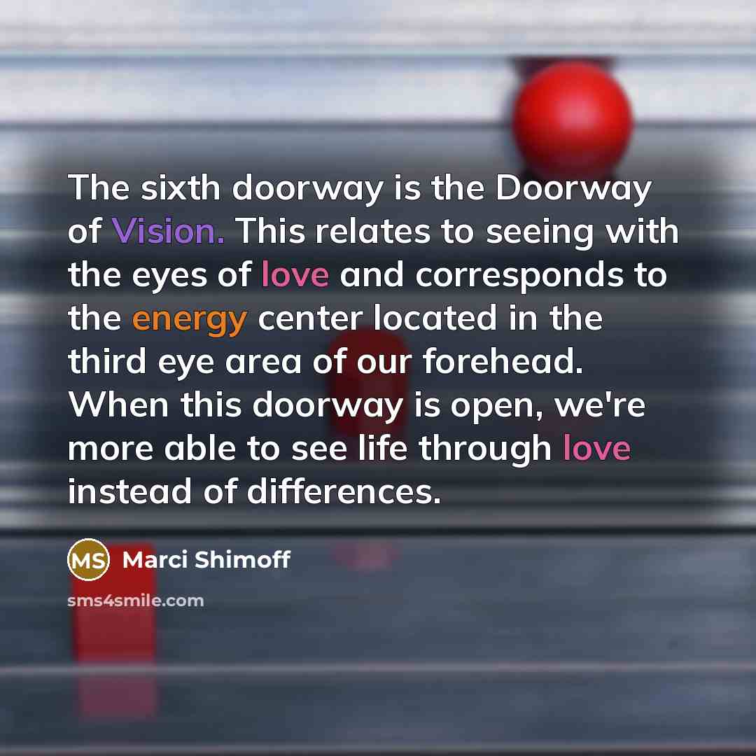 “The sixth doorway is the Doorway of Vision. This relates…” quote by Marci Shimoff