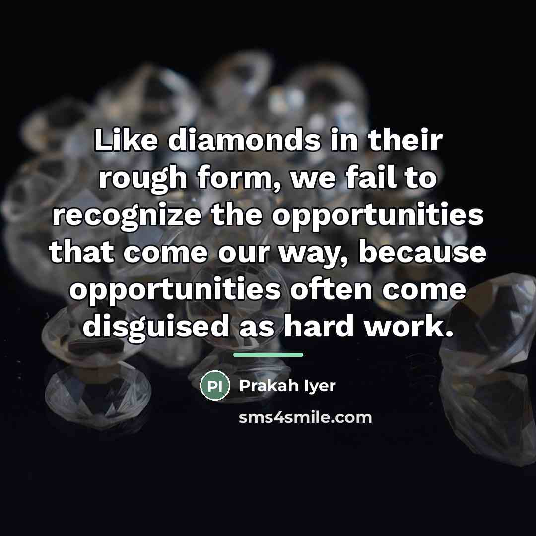 “Like diamonds in their rough form, we fail to recognize…” quote by Prakah Iyer