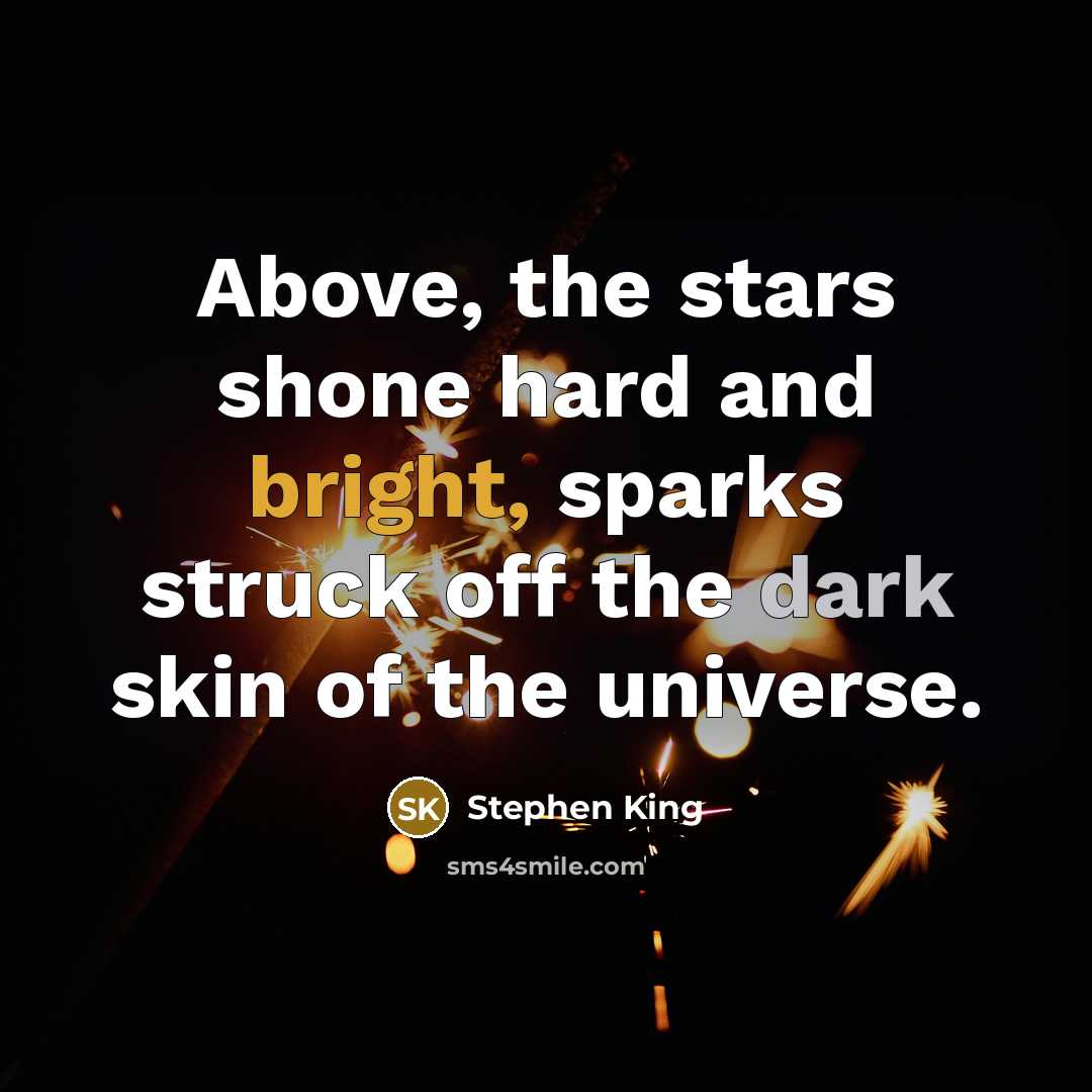 “Above, the stars shone hard and bright, sparks struck off…” quote by Stephen King