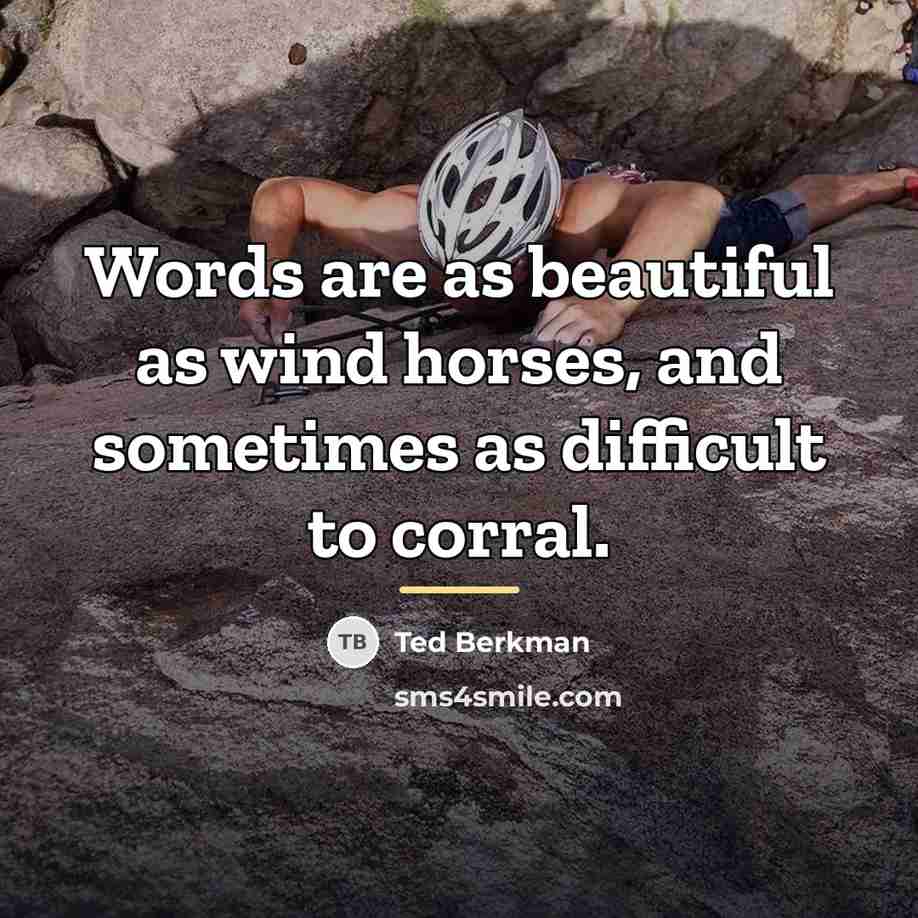 “Words are as beautiful as wind horses, and sometimes as…” quote by Ted Berkman