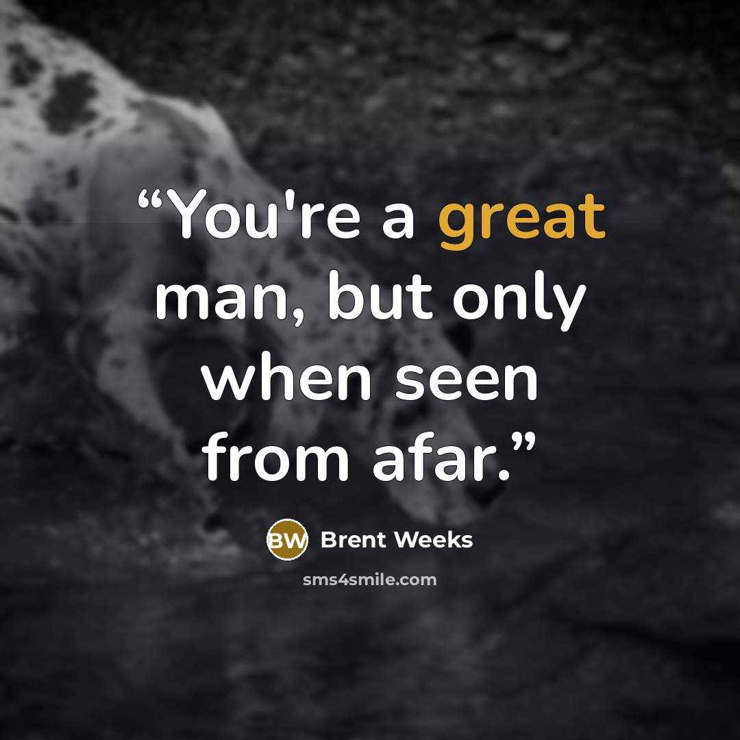“You're a great man, but only when seen from afar.” quote by Brent Weeks